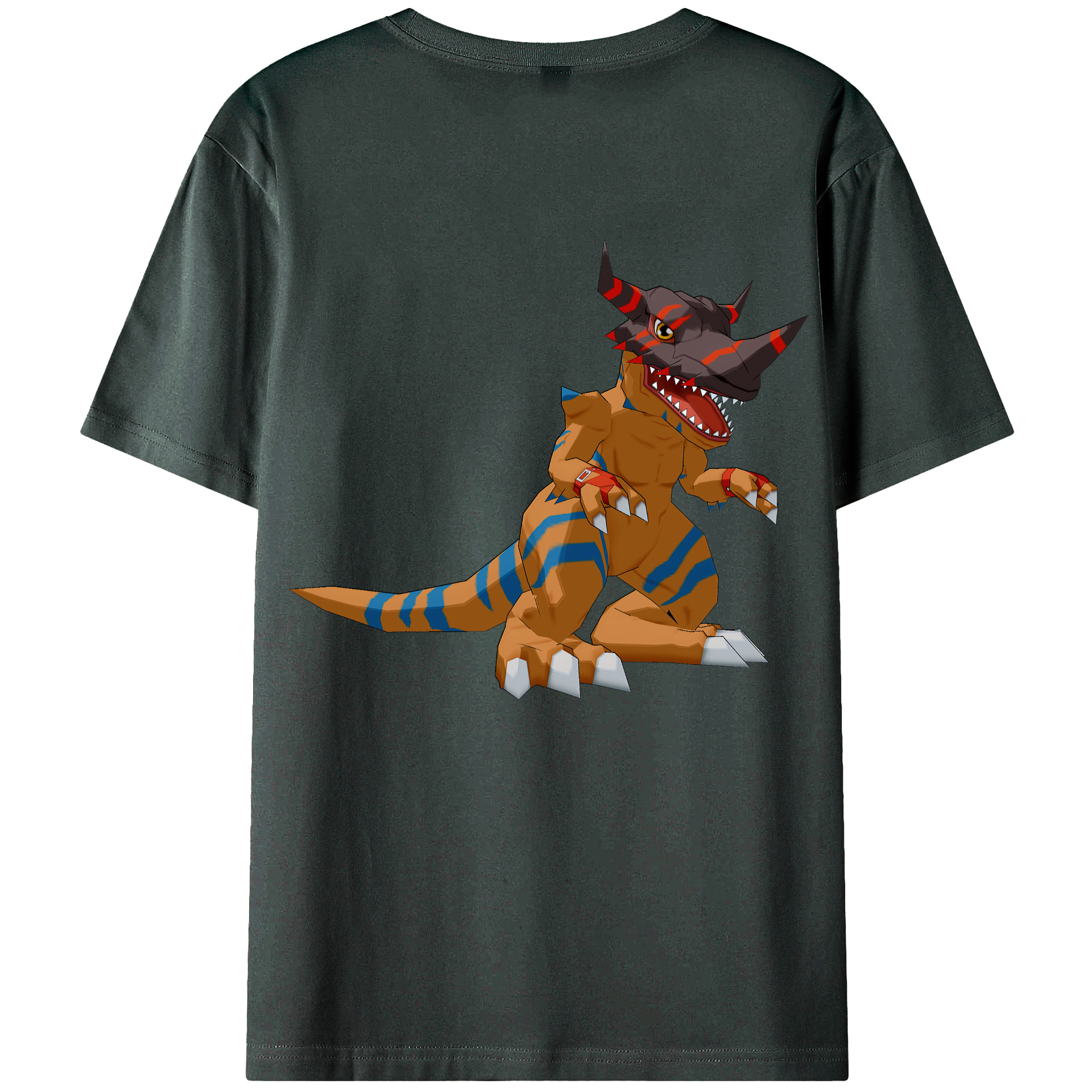 （画像用） Digimon デジタルモンスター/デジモン 綿100％ メンズ半袖Tシャツ（バックプリント） 通気性